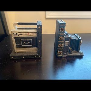 Camera and cassette player book ends (boxes in between sold separately).
